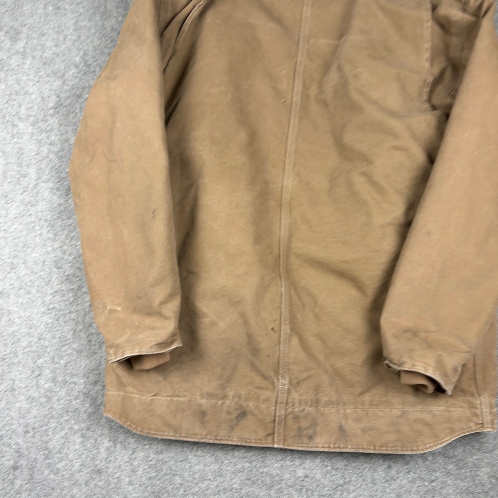 Carhartt Sherpa Lined Duck Jacket Mens Large Tall Brown Canvas Workwear Coat - Picture 11 of 15